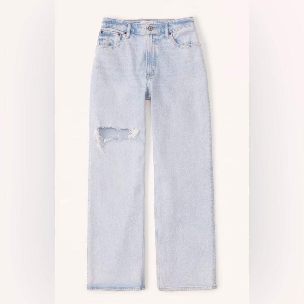 Abercrombie Curve Love The’ 90s straight ultra high rise distressed Jeans